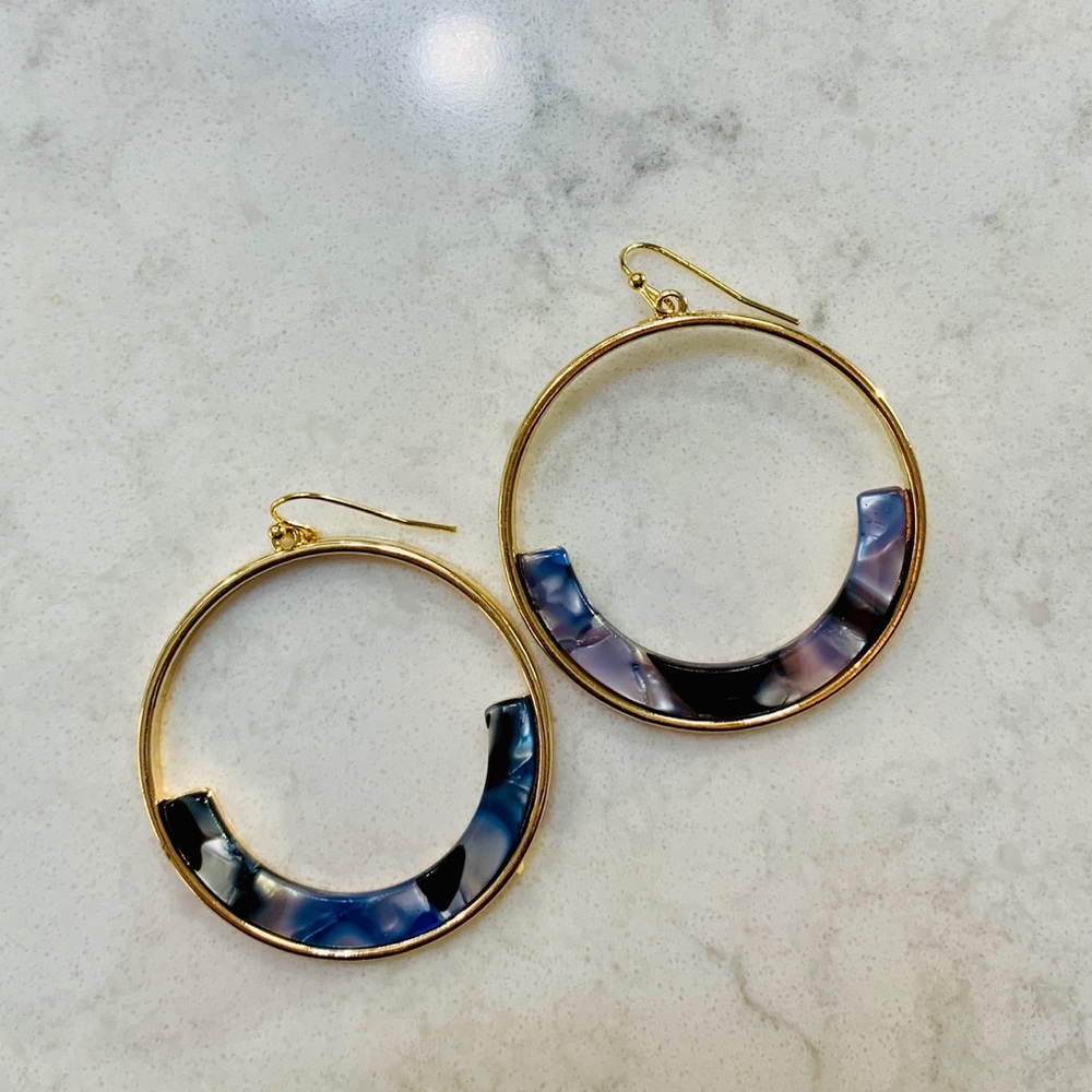 Blue Mixed Acrylic Hoop Earrings